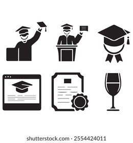 black and white graduation icon vector