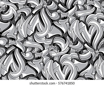 Black and white graffiti arrows seamless background
