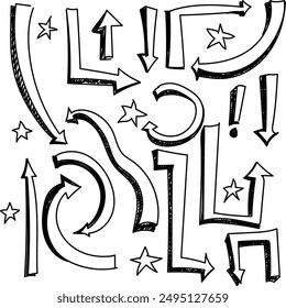 Black and white graffiti arrows. Vector illustration