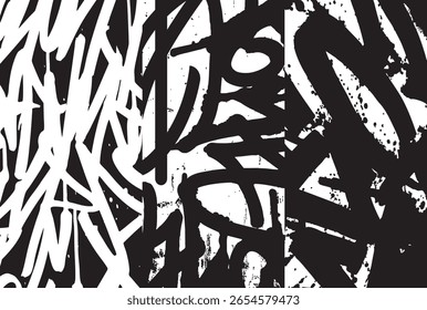 Black and white graffiti background, looks cool, hip hop style.