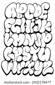 Black and White Graffiti font shaped alphabet set