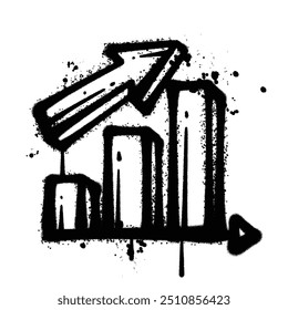 Black and White Graffiti Spray Painted graph on white background