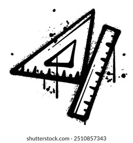 Black and White Graffiti Spray Painted ruler set