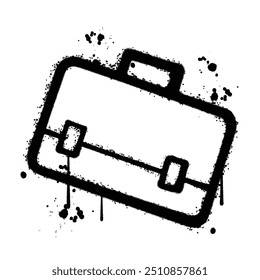 Black and White Graffiti Spray Painted briefcase on white background