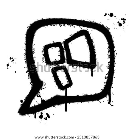 Black and White Graffiti Spray Painted announcement icon on white background