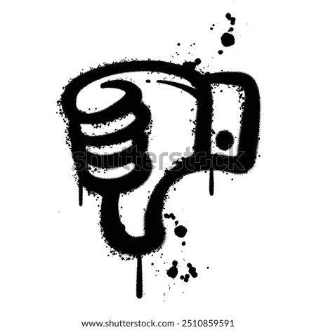 Black and White Graffiti Spray Painted dislike hand on white background