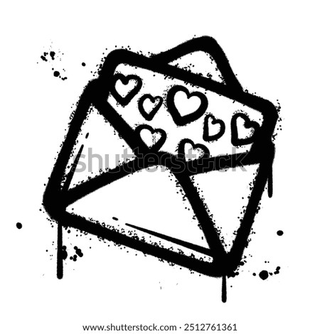 Black and White Graffiti Spray Painted love message on white background