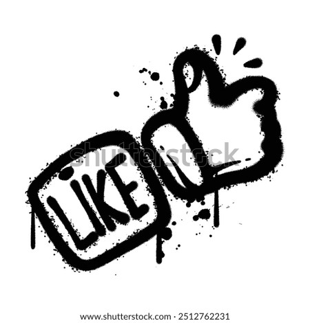 Black and White Graffiti Spray Painted like icon on white background