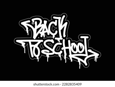 Graffiti blanco negro de vuelta a la escuela