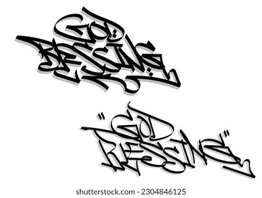 black white graffiti tag GOD BLESSING