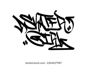 etiqueta de graffiti blanco negro palabra SKATER GIRA