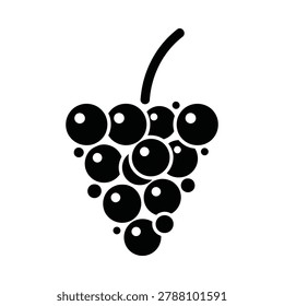 Black and white grape bunch icon symbol with vineyard agriculture viticulture