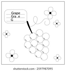 black and white grapes ABC Connect the Dots Coloring Pages Fun Educational Printable Activity for Kids