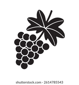 Black and White Grapes Icon Representing Fresh Fruit and Vineyard Harvest Editable Vector Illustration isolated on a white background