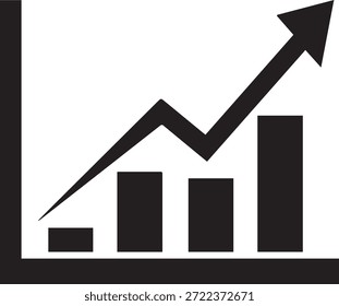 Un gráfico en blanco y negro con una flecha de tendencia ascendente