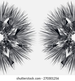 Black and white graphic background, invitation or greeting card design with geometric pattern, vector illustration