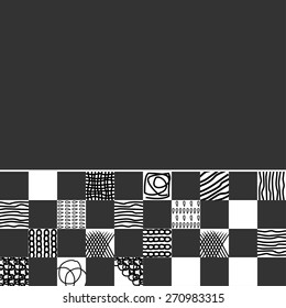 Black and white graphic background. Sketch, doodle, line. Vector.