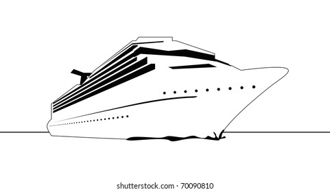 a black and white graphic cruise ship