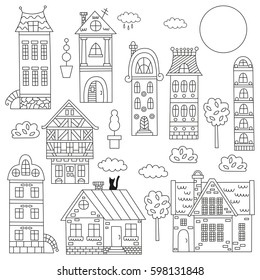 Hand Drawn Cartoon Homes Vector Illustration Stock Vector (Royalty Free ...