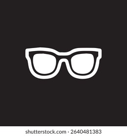 Black and white graphic of eyeglasses. Great for optical shops, eye doctors, or style guides. Minimalist design, suitable for logos or icons.