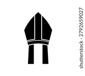 A black and white graphic icon representing a bishop