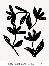 
Black and white graphic illustration. Abstract flower pattern