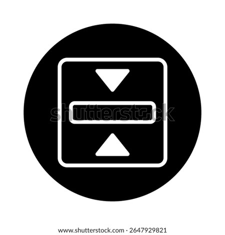 Black and white graphic illustration shows object height adjustment or resizing icon symbol representing dimensional changes
