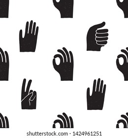 black and white graphic pattern of the positive hand gestures