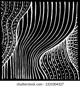 Black & white graphic pattern. Waves, hair, dimensional backdrop.