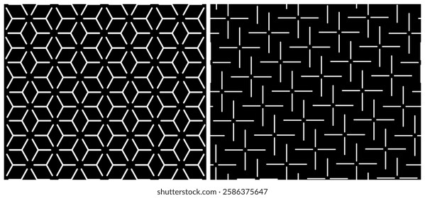 Black and white graphic patterns with lines