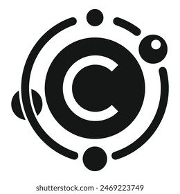 Black and white graphic representation of a modernized copyright logo