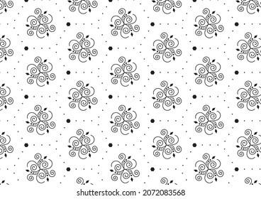 gráfico en blanco y negro con un estilo de patrón sin fisuras para tela
