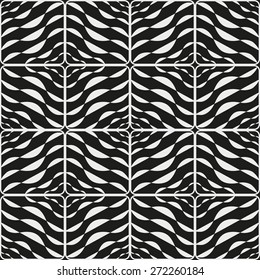 Black and white graphic seamless pattern. Hand drawn ethnic tribal ornament. Vector geometric background