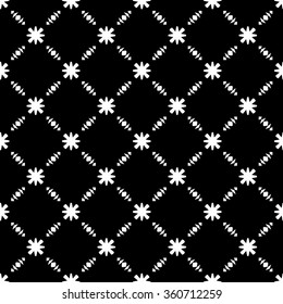 Black White graphic seamless pattern. Elegant monochrome design. Abstract flower wallpaper, fabric, furniture, textile. Simple vector elements. Cute dark ornament. Minimalistic decorative print.