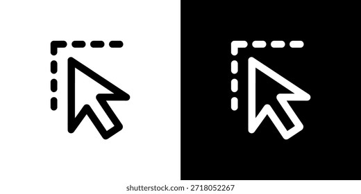 Un gráfico en blanco y negro que muestra un cursor de computadora, resaltando su presentación de doble tono.