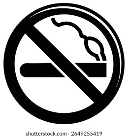 A black and white graphic symbol indicating that smoking is prohibited. The symbol features a cigarette with smoke, crossed out by a diagonal line within a circle.