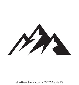 a black and white graphic of three mountain peaks