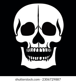 Black and white graphic vector skull art - warning sign danger icon where risk can result in death or serious injury.