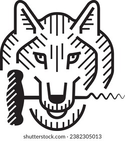 Icono de lobo negro y blanco y gráfico con un corcho.