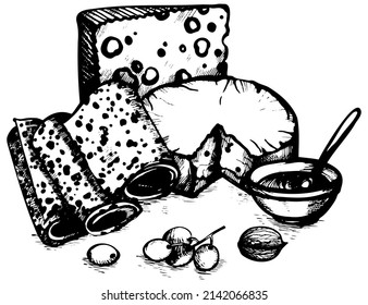 Black and white graphics on a white background