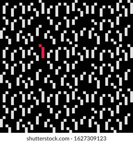 Black and white Grass, tile, pixel art style abstract seamless pattern texture background. Game design. Isolated vector 8-bit illustration.