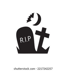 Black and white graves and bats on Halloween. Suitable vector for design and illustration in Halloween Event