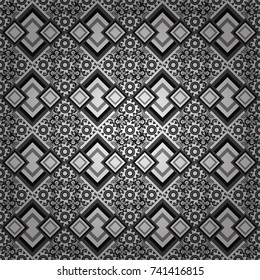 Black, white and gray abstract background painted geometry shine and layer element seamless pattern. Vector illustration.