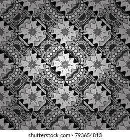 Black, white and gray background. Vector colorful rectangles seamless pattern.
