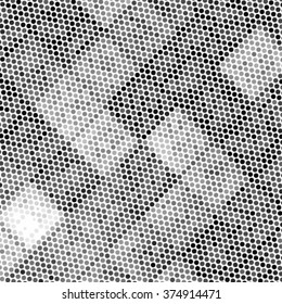 Black white and gray checkered floor with polka dot tiles - Background vector illustration. Abstract square polka dot background pattern. Spotted line vector illustration