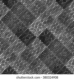 Black white and gray checkered floor with polka dot tiles - Background vector illustration. Abstract light square polka dot background pattern. Spotted line illustration