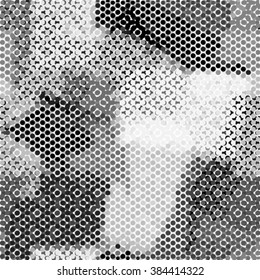 Black white and gray checkered floor with polka dot tiles. Vector illustration background. Abstract light square polka dot background pattern. Spotted line illustration