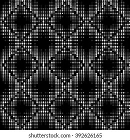Black white and gray checkered floor with polka dot tiles - Background illustration. Abstract light square polka dot background pattern. Spotted vector line illustration
