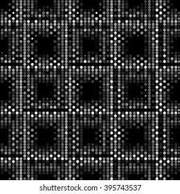 Black white and gray checkered floor with polka dot tiles - Background illustration. Abstract light square polka dot background pattern. Spotted line vector illustration