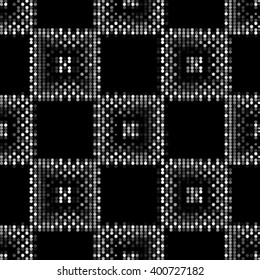 Black white and gray checkered floor with polka dot tiles - Background illustration. Abstract light square polka dot background pattern. Spotted line vector illustration